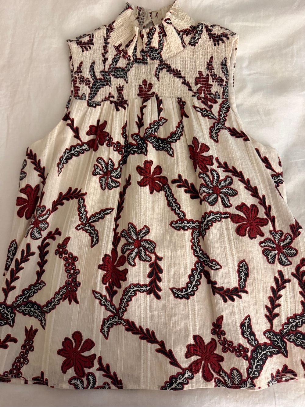 Women’s Joie Sleeveless Blouse — Cream, red, black and white